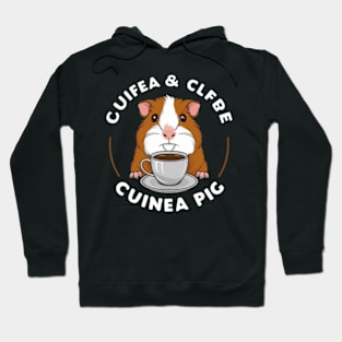 printed design of a guinea pig sipping a cup of coffee, cute cartoon style(2) Hoodie